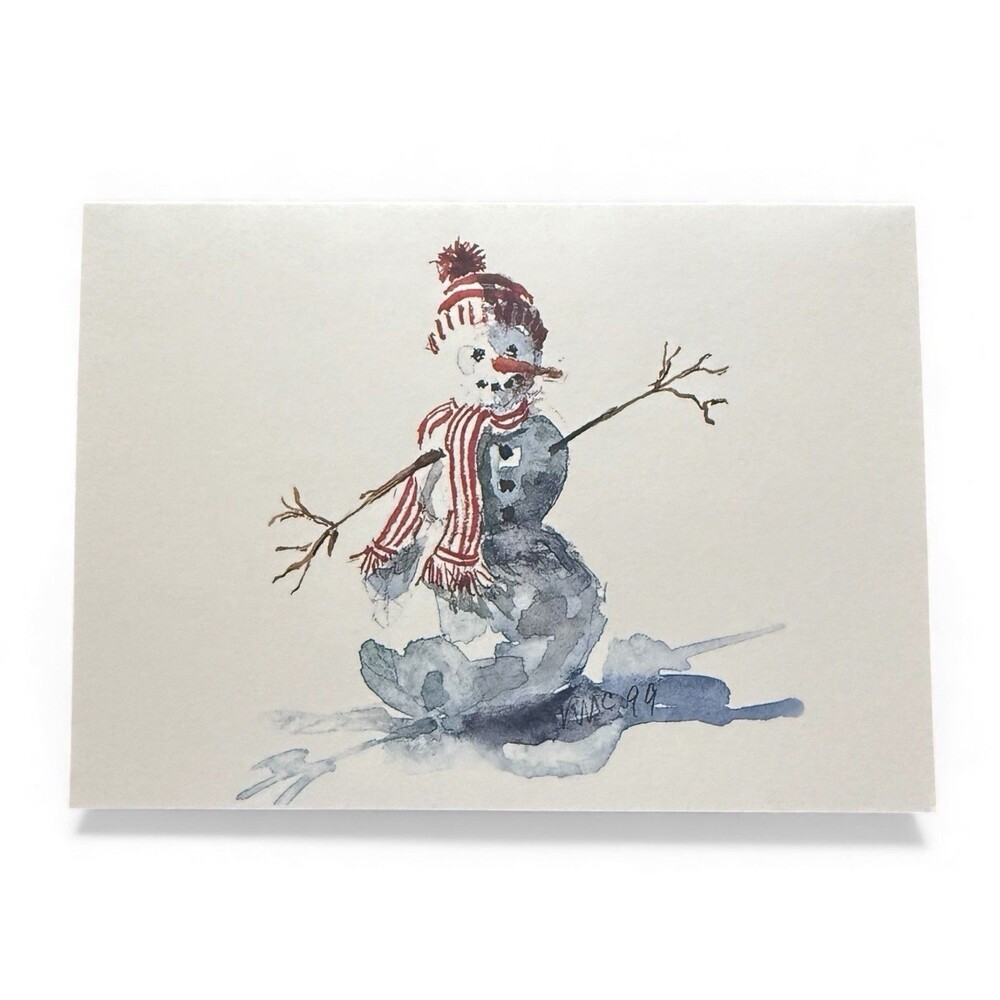 Vintage Oddballs Christmas Notecards - Watercolor- Winter Snowman - 10 Pk